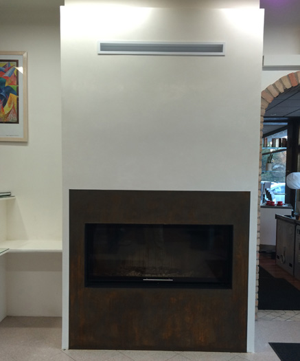 rivestimento caminetto vernice color rame